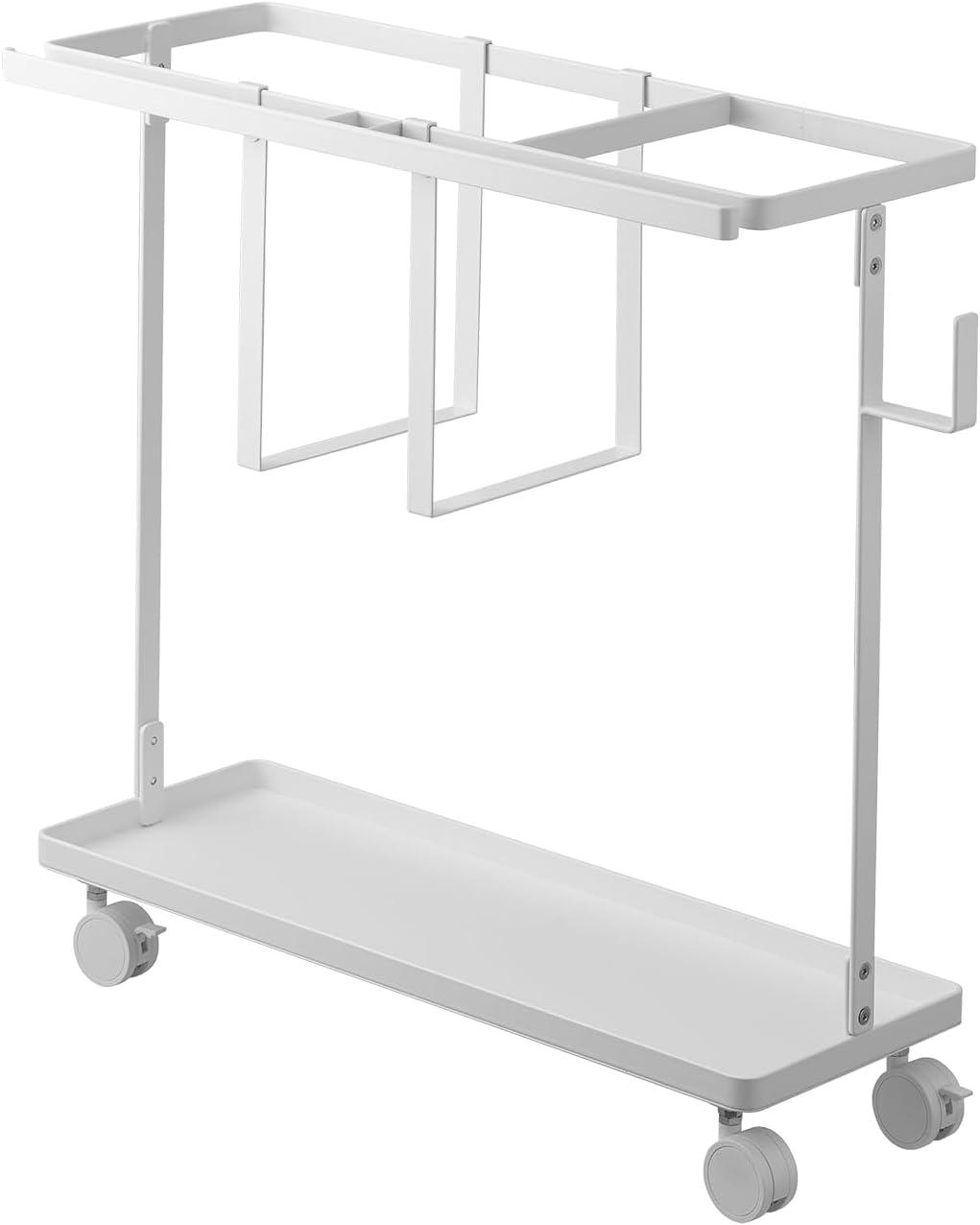 White Steel Fitness Equipment Storage Cart with Casters