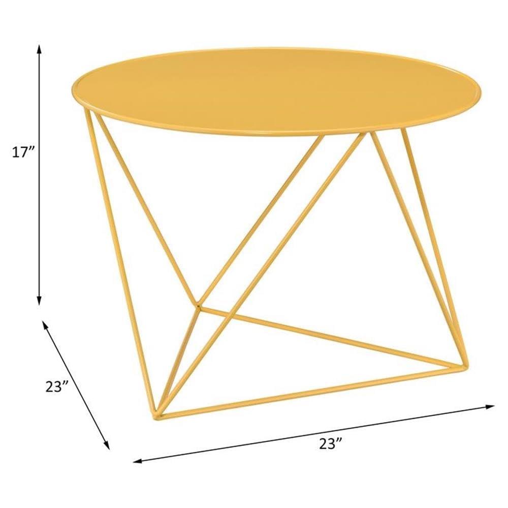 Epidia Accent Table Yellow - Acme Furniture: Modern Geometric Metal Base, 17" High