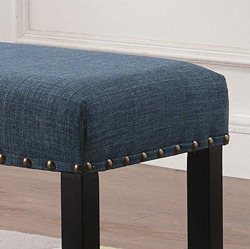 Roundhill Furniture Biony Upholstered Bench, Blue