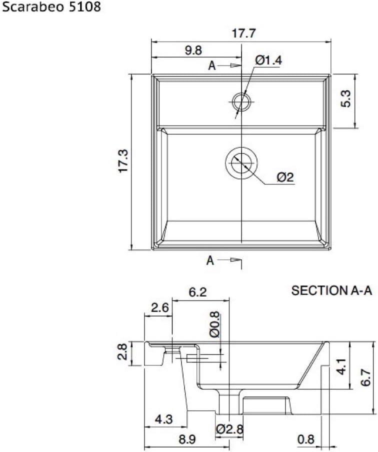 Teorema White Ceramic Rectangular Bathroom Sink with Overflow