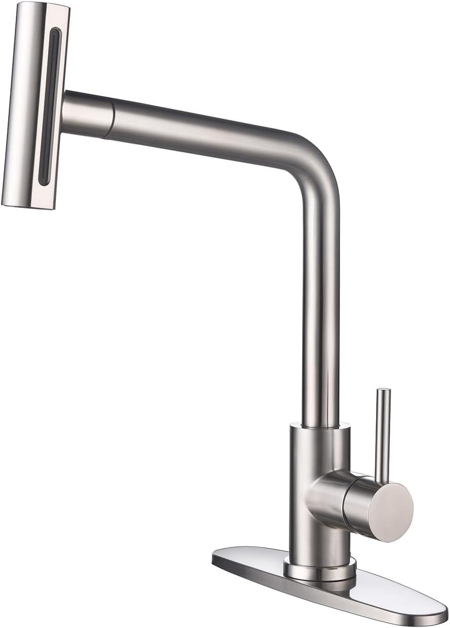 Brushed Nickel High-Arc Kitchen Faucet with Pull-Out Spray