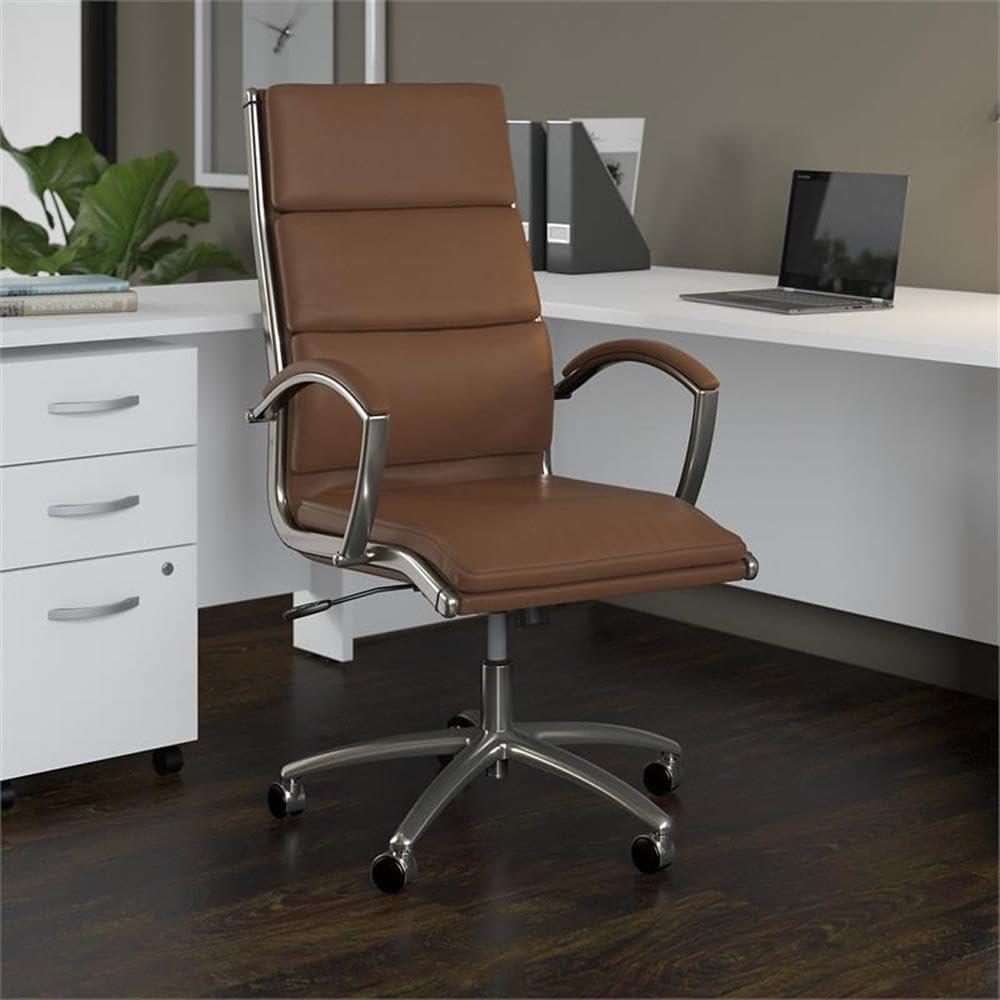 Saddle Leather High Back Swivel Executive Office Chair