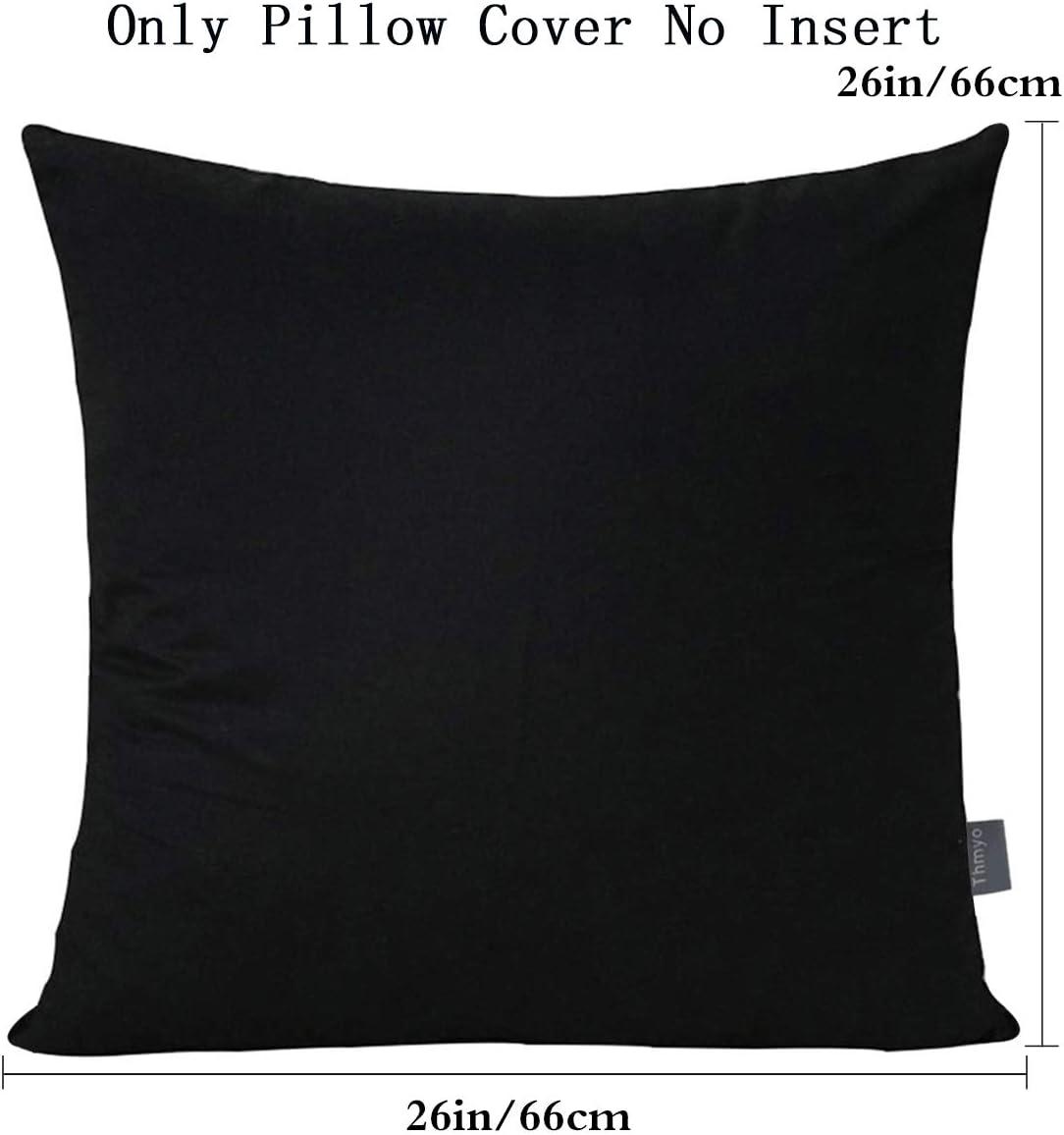 Thmyo 4-Pack 100% Cotton Comfortable Solid Decorative Throw Pillow Case Square Cushion Cover Pillowcase Sublimation Blank Pillow Covers Christmas DIY Throw Pillowcase for Sofa(18x18inch/45x45cm,Black)