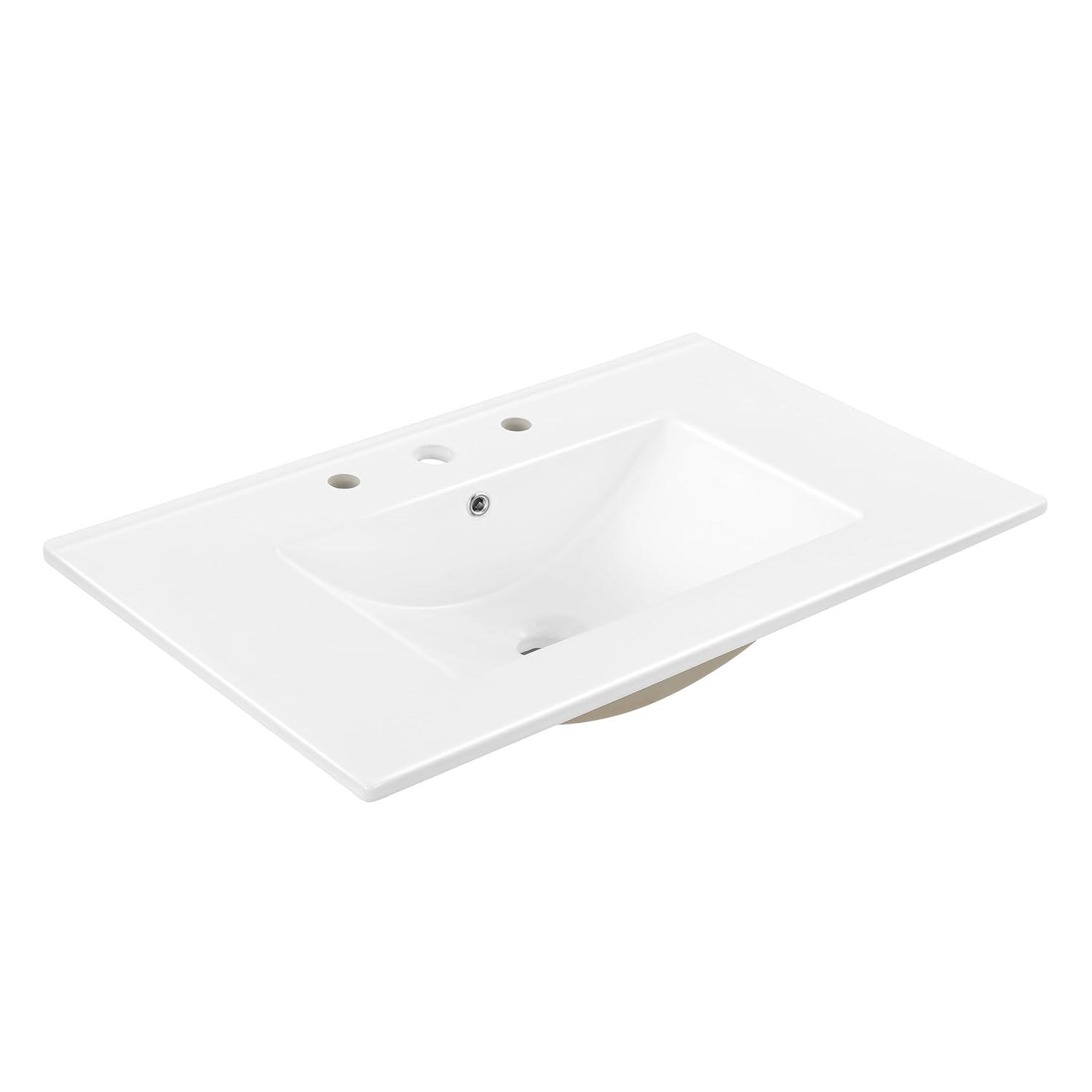 Jonathan Y Ancillary 3-Hole 30" Classic Contemporary Rectangular Ceramic Single Sink Basin Vanity Top