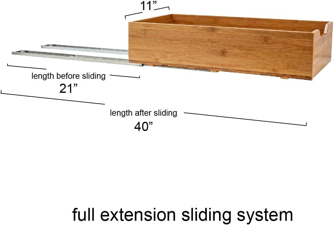 Glidez Bamboo and Steel Pull-Out/Slide-Out Storage Organizer for Under Cabinet Use - 1-Tier Design - Natural
