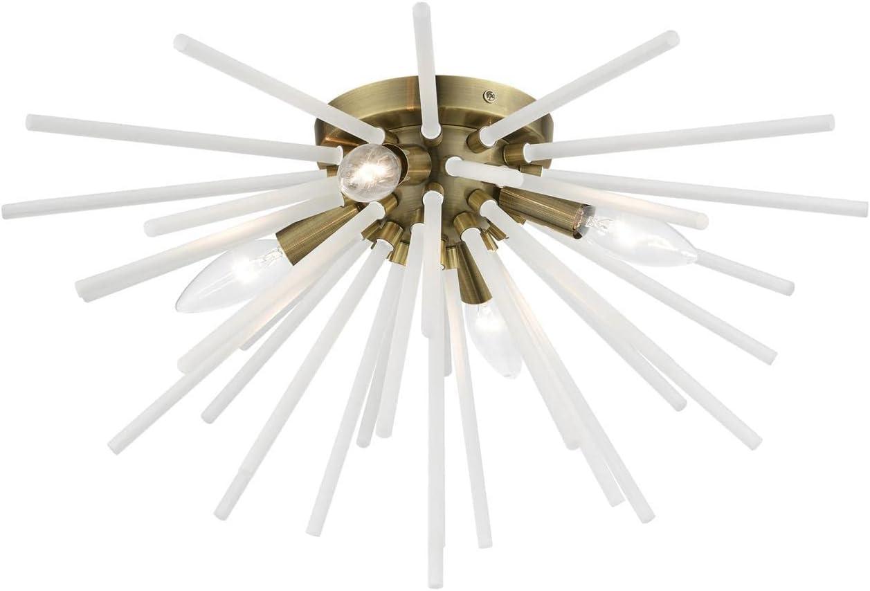 Livex Lighting Uptown 4 - Light Flush Mount in  Antique Brass