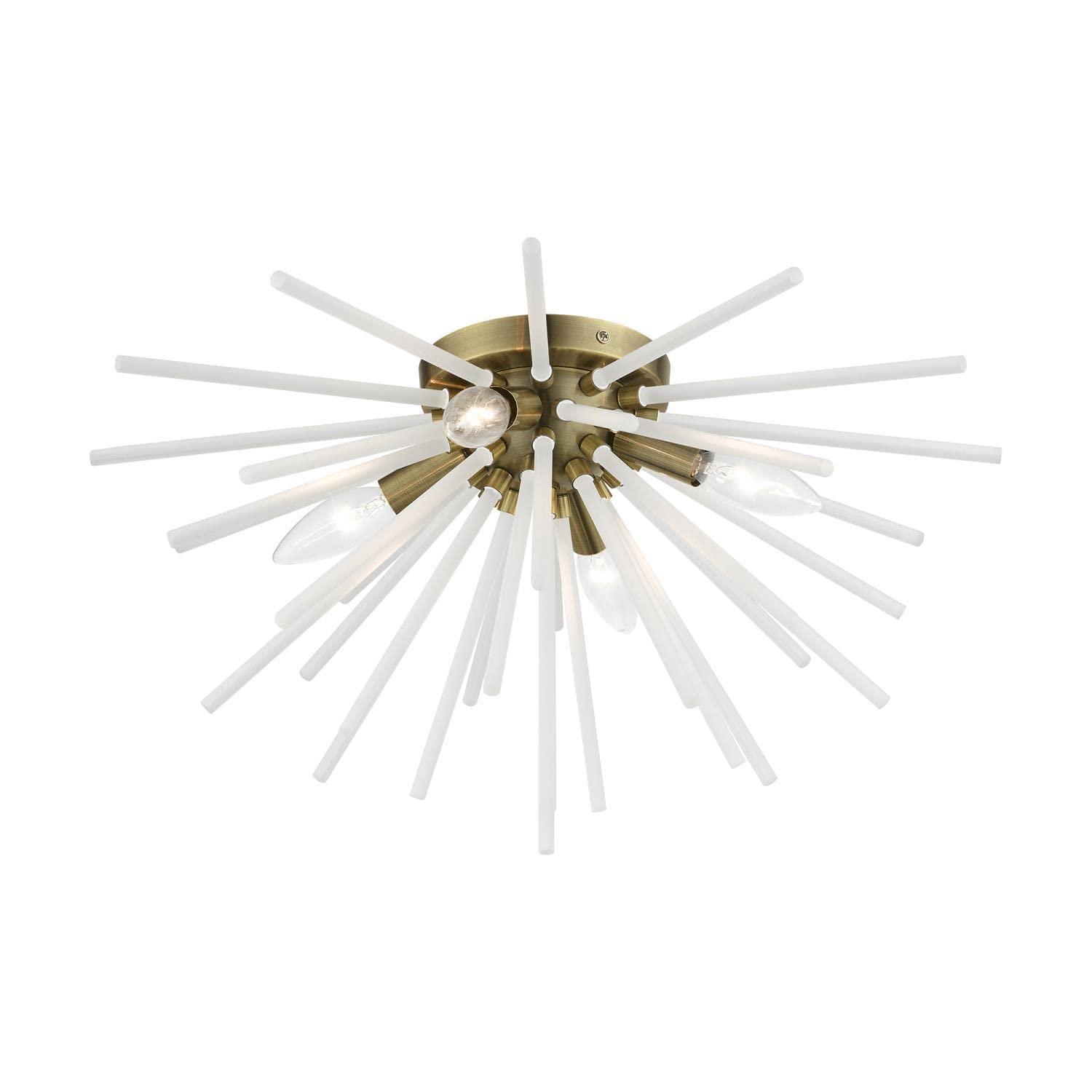 Livex Lighting Uptown 4 - Light Flush Mount in  Antique Brass
