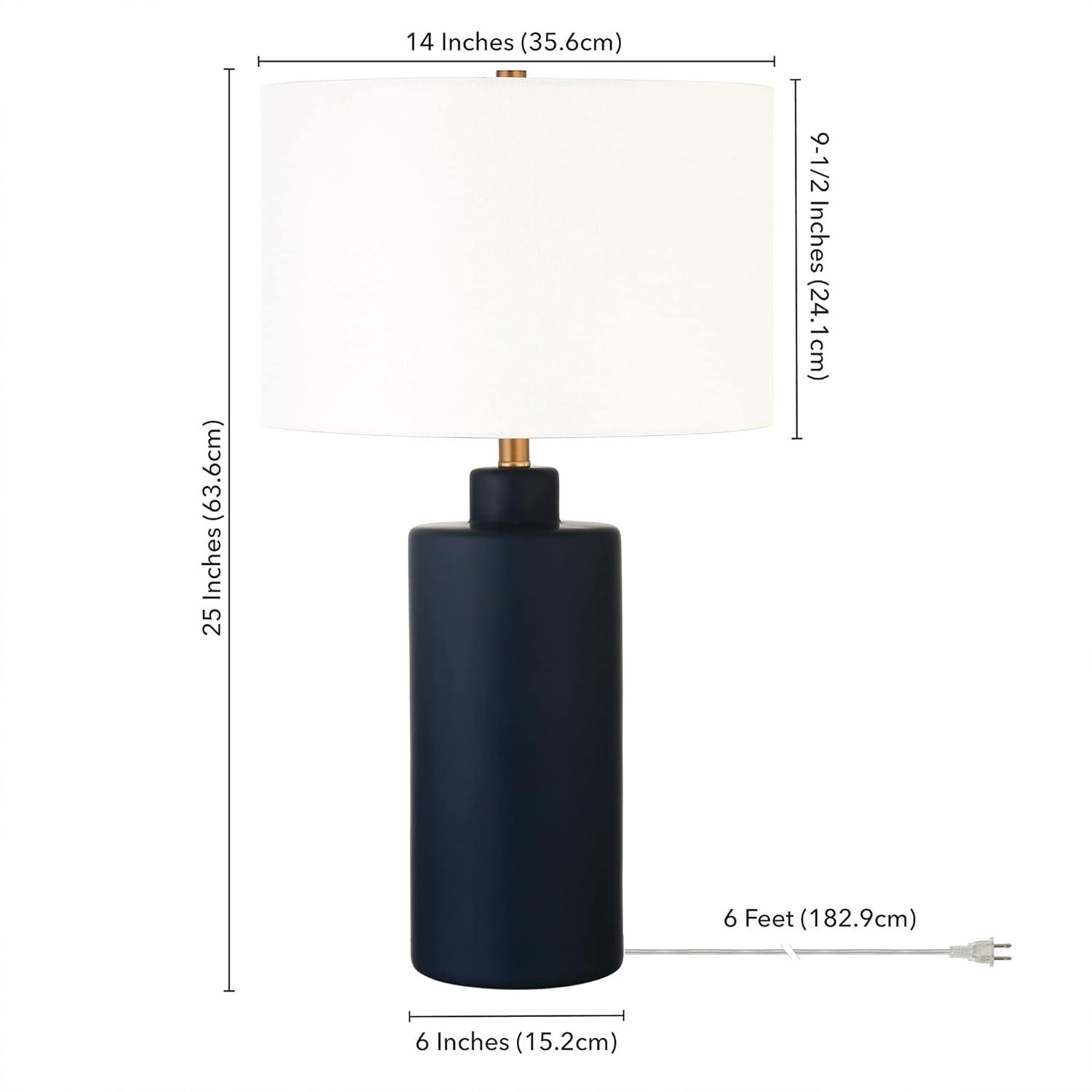 Evelyn&Zoe 25" Contemporary Ceramic Table Lamp with White Drum Linen Shade
