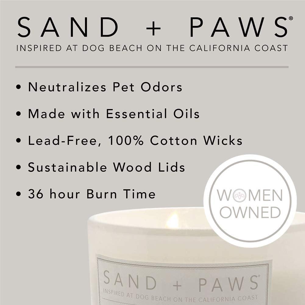 Sand + Paws Scented Candle -Balsam Cedar- Luxurious Air Freshening Jar Candles Neutralize pet Odors and Enhance Home décor – 100% Cotton Lead-Free Wicks - 12 oz