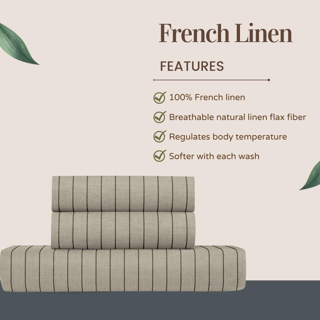 Ella Jayne Home French Linen Cotton Striped Duvet Cover 3-Piece Set