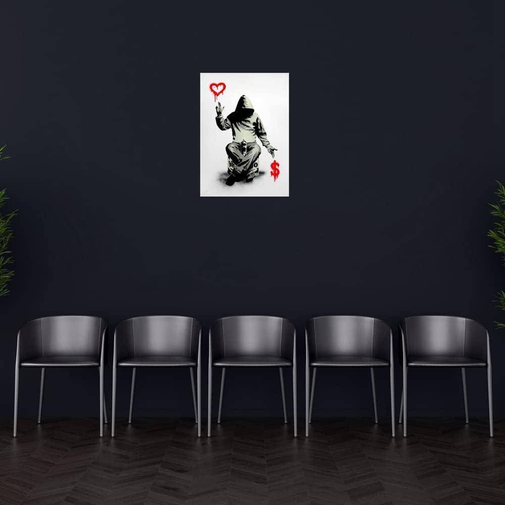 COMIO Banksy Poker Cards Hearts Ace Artwork for Living Room Wall Art Framed Poster and Print Abstract Canvas Painting for Bedroom Office Wall Decor (12x16inch)