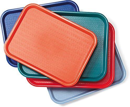 Blue Plastic 16" x 12" Cafeteria Tray with Basket Weave Surface