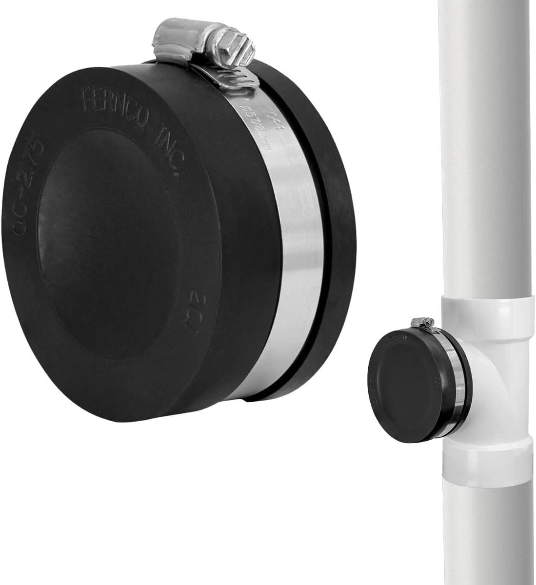 Fernco QC-2.75 1.5" or 2" Qwik Cap Schedule 40 PVC Pipe Socket Cap Slip Hub Elbow, Tee and Cleanout