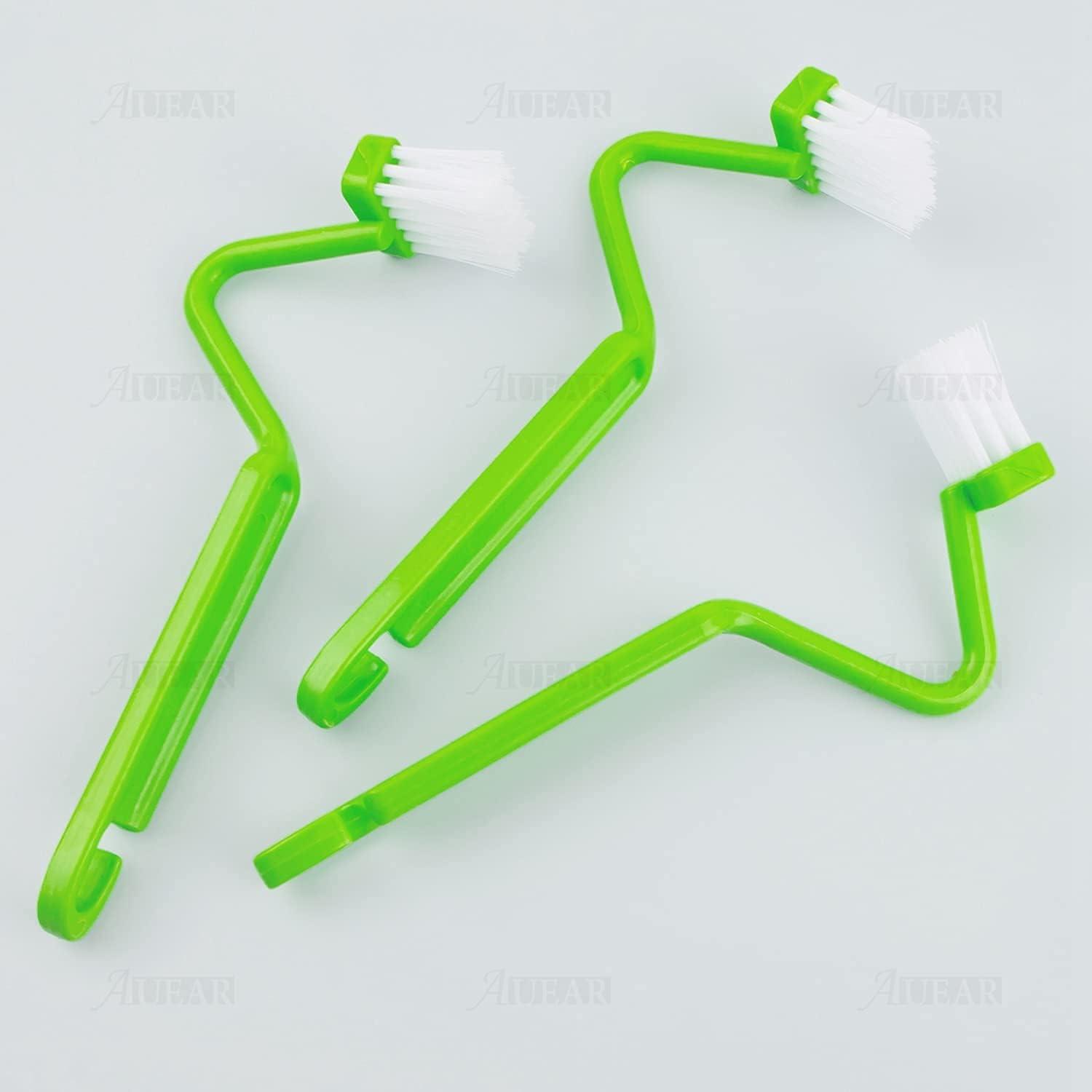 Green Plastic Curved V-Shaped Toilet Brush Set