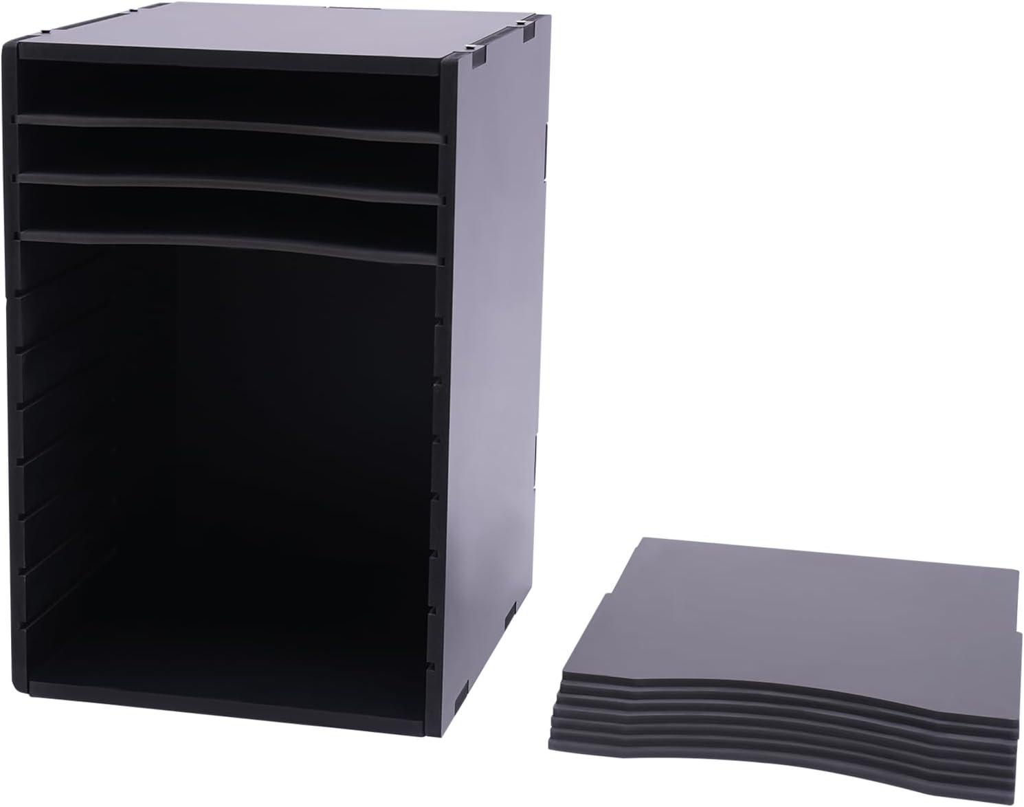 AdirOffice 500 Series 11 Compartment Wooden Literature Organizer 10.75" x 11.8" Black (500-11-BLK)