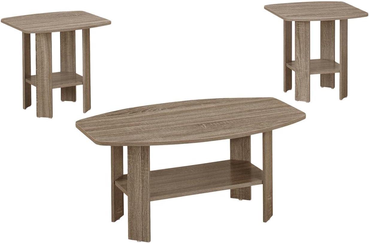 Superwum 7927P Table, 3pcs Set, Coffee, End, Side, Accent, Living Room, Laminate, Brown, Transitional Set-3Pcs Dark Taupe, 35.5" L x 21.5" W x 16.25" H