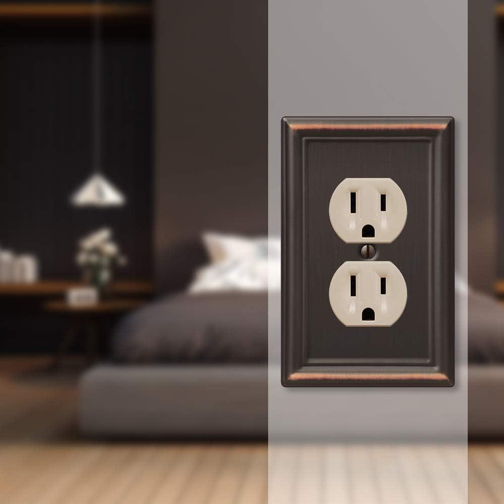 Amerelle Chelsea Aged Bronze Bronze 1 gang Stamped Steel Duplex Outlet Wall Plate 1 pk