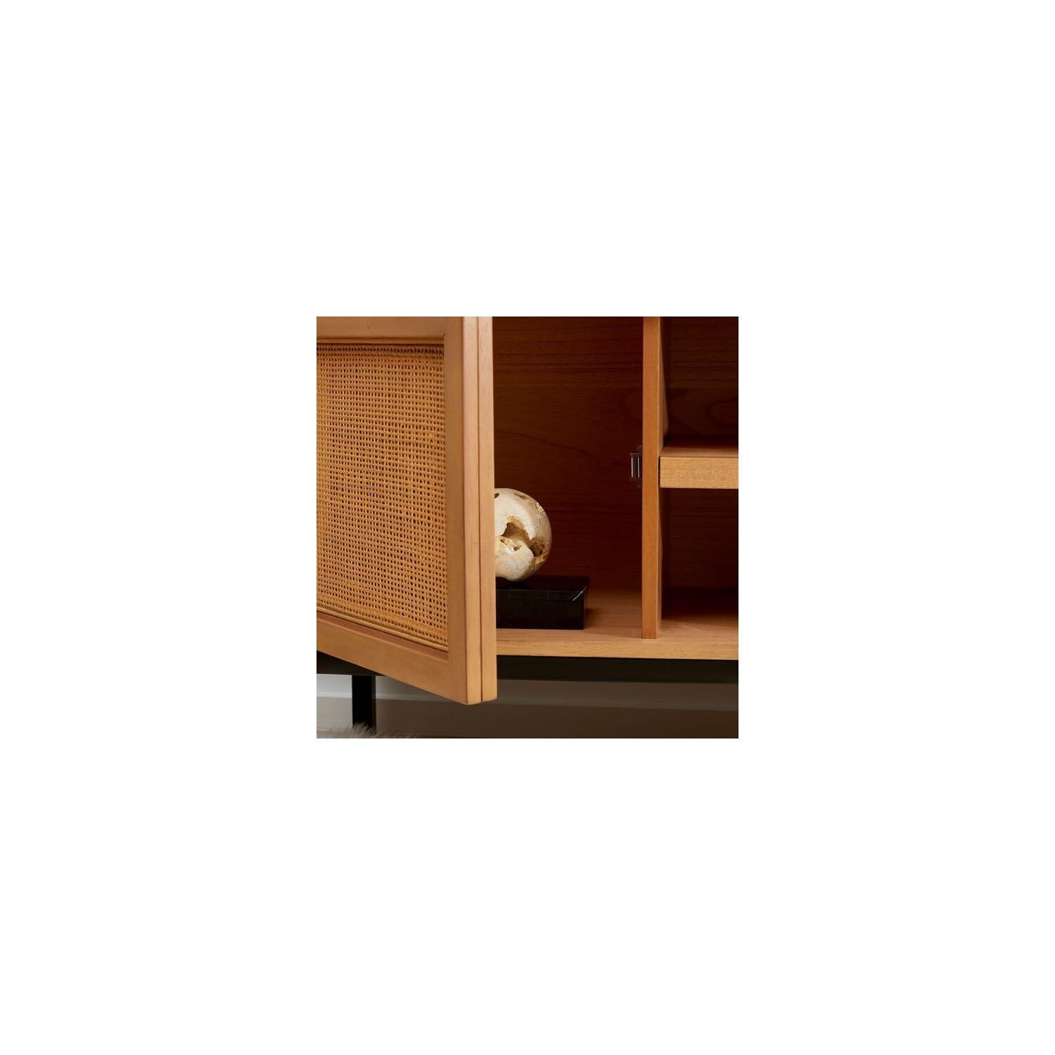 Zadie 2 Shelf Rattan Media Stand - MED5009 - Natural/Black - Safavieh