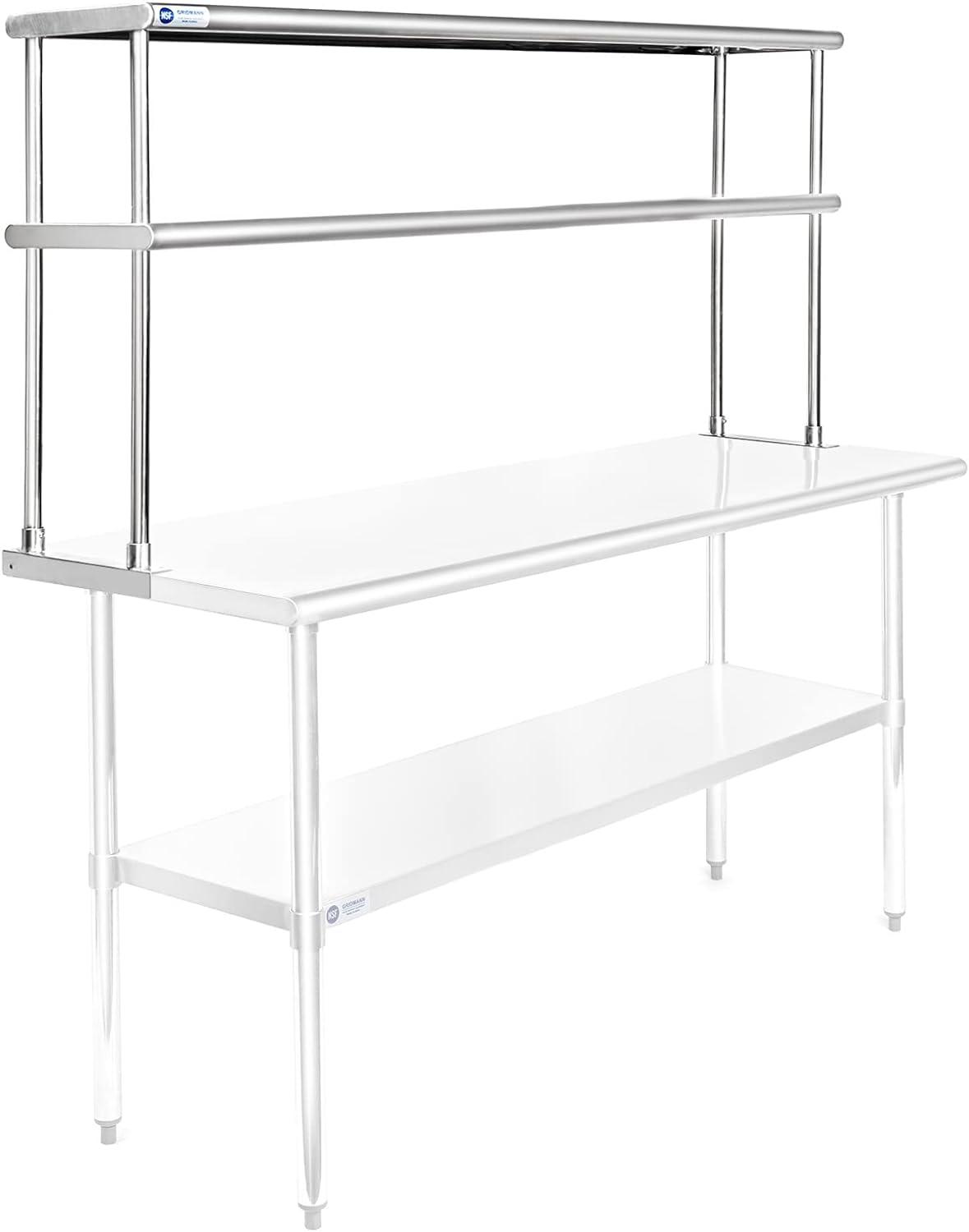 12" D x 31.25" H Stainless Steel 2-Tier Overshelf for Stainless Steel Prep Tables