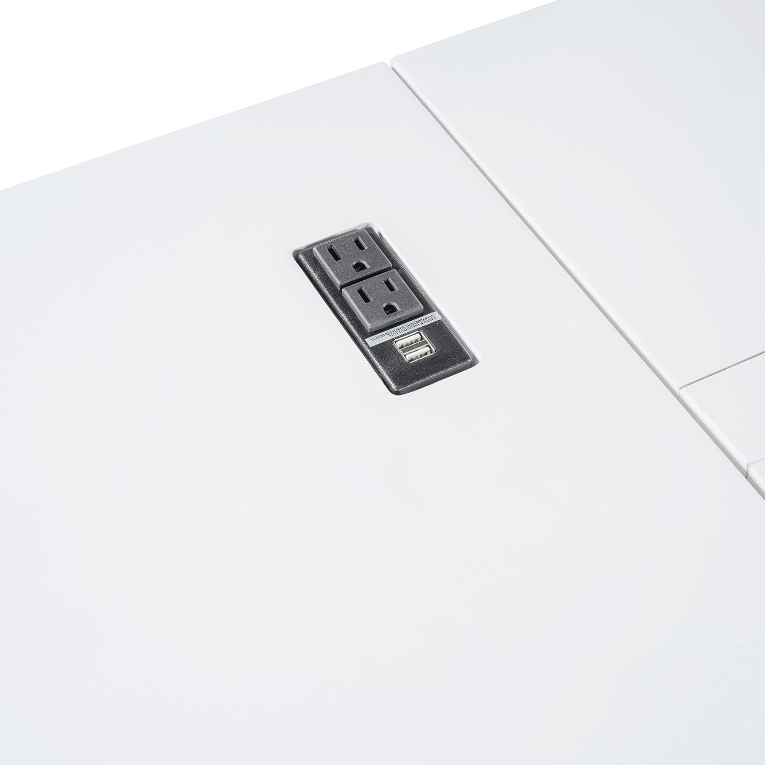 Queen Size Murphy Bed Wall Bed, Solid Pine Murphy Bed Chest Cube Cabinet Bed with USB, Charging Station, Bookshelves and Storage Wardrobes and Drawers for Home Office or Small Room-White