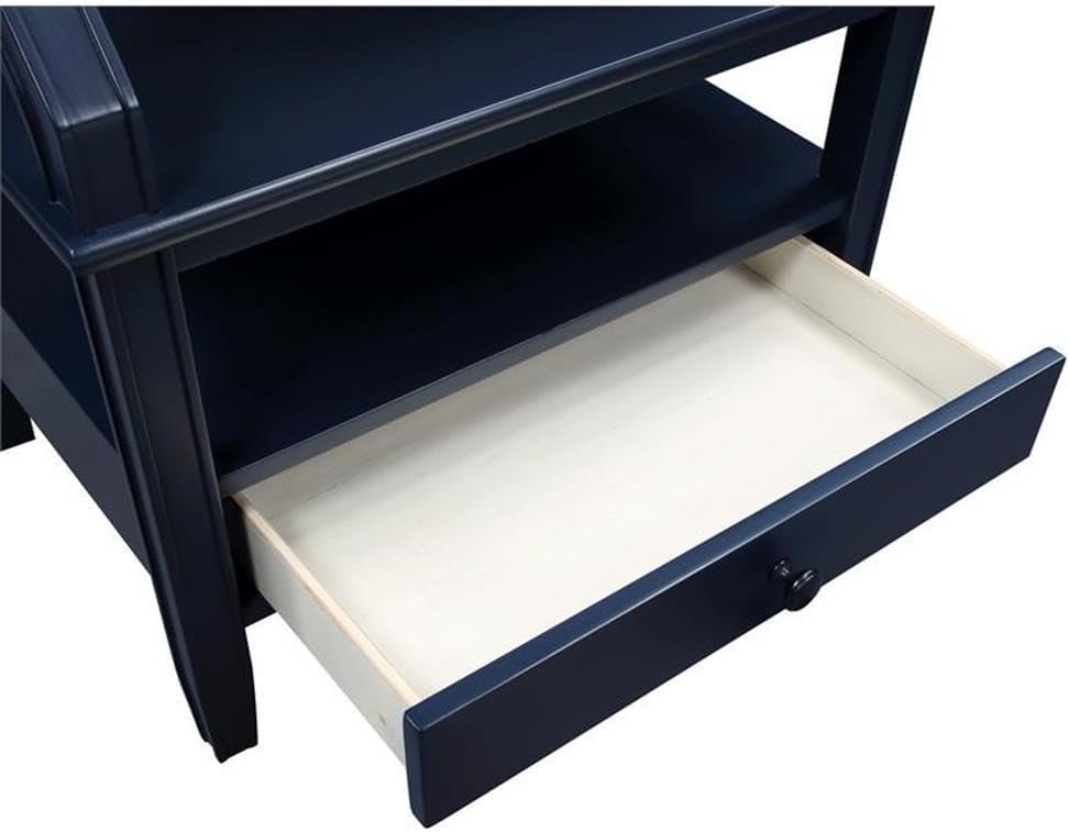 Comfort Pointe Newton Nightstand Midnight Blue: Classic Hardware, Storage Shelf, Pull Out Tray
