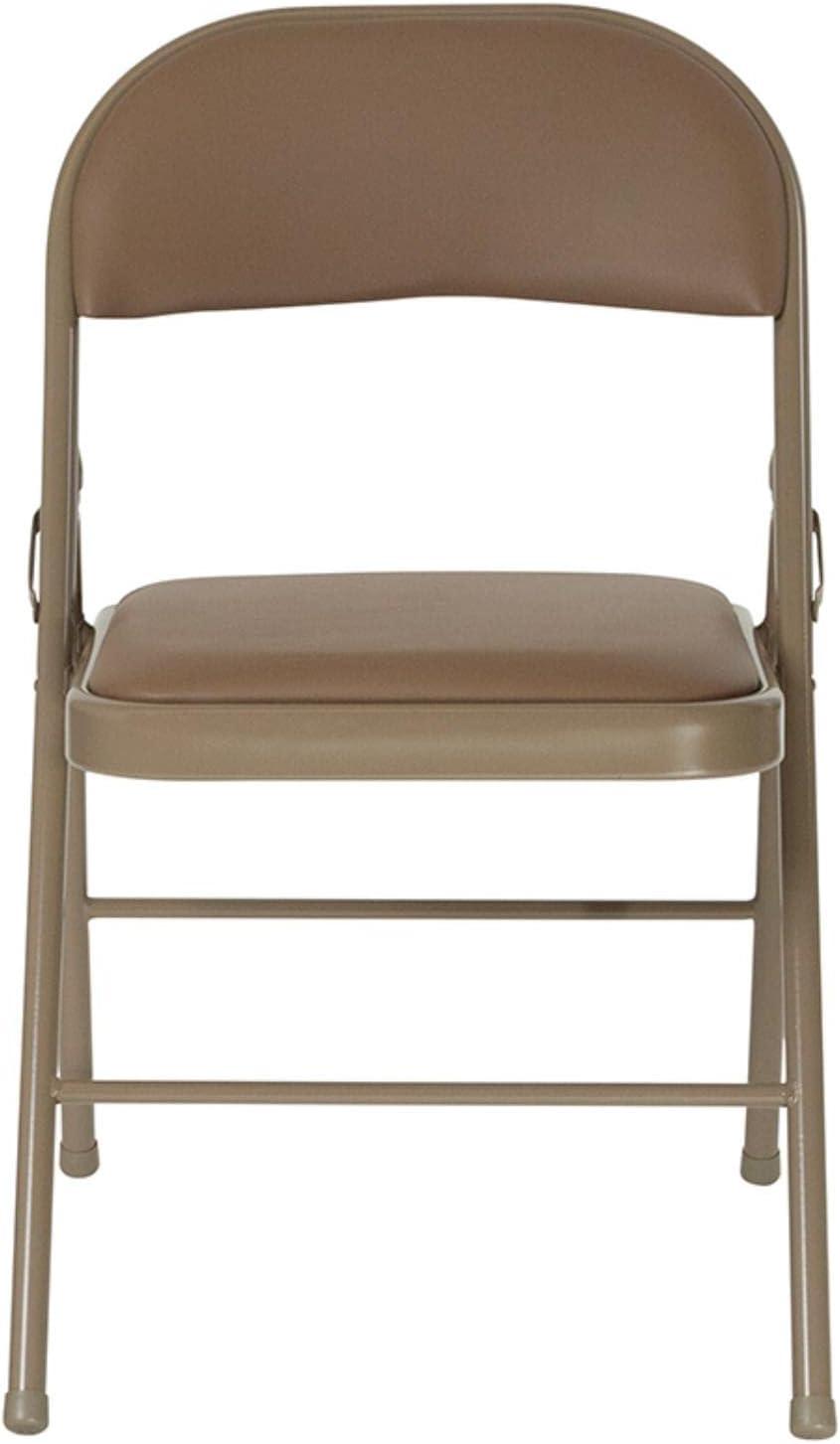 Beige Vinyl Armless Metal Reception Folding Chair Set