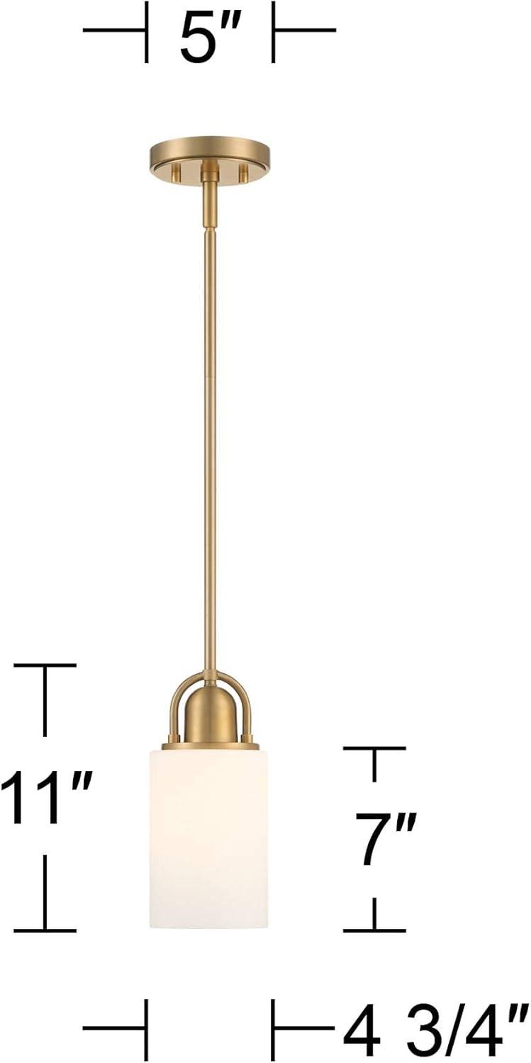 Possini Euro Design Copenhagan Warm Brass Mini Pendant Light 4 3/4" Wide Modern Opal White Glass Fixture for Dining Room Kitchen