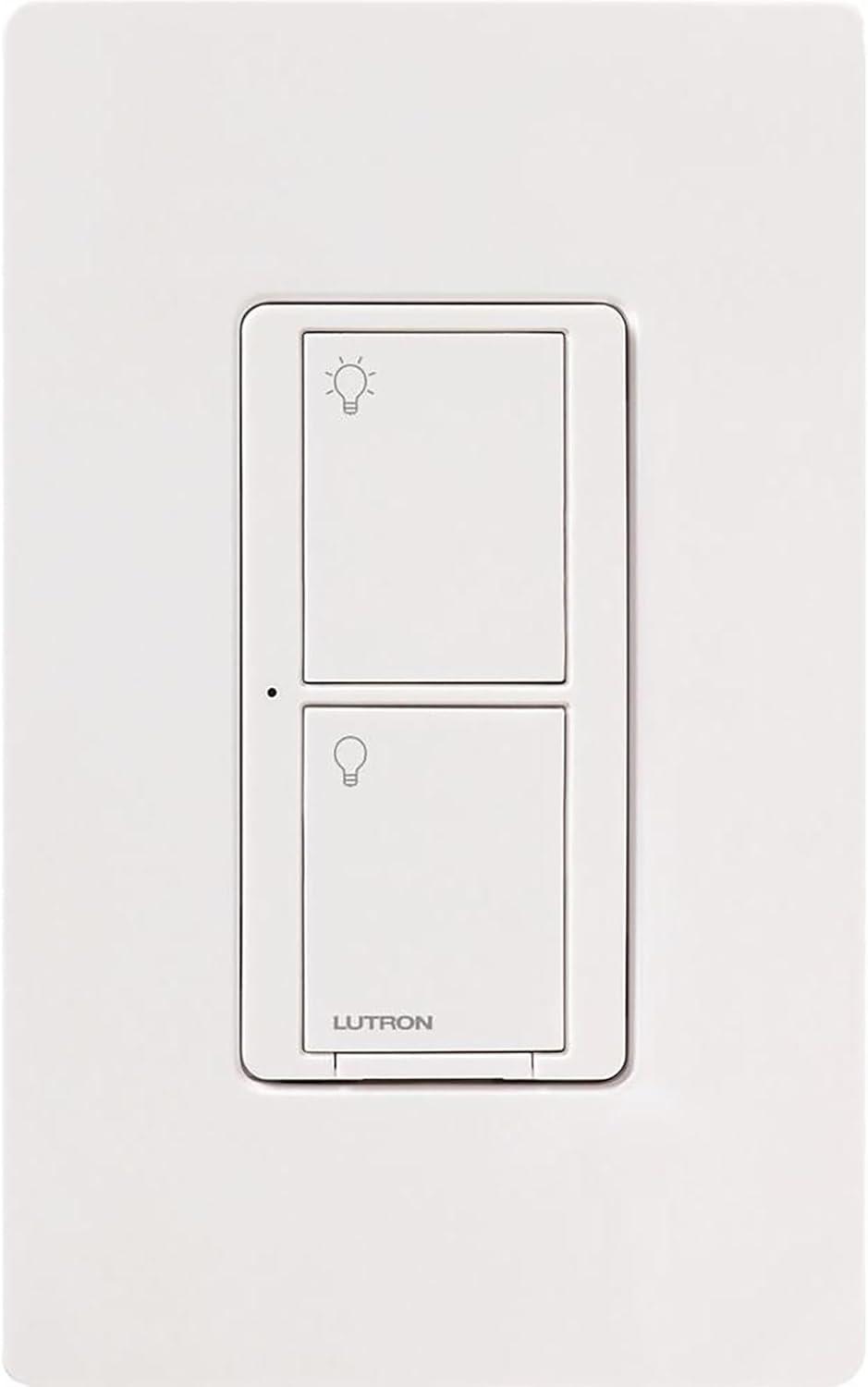 Lutron Caseta Smart Lighting Switch for All Bulb Types or Fans | Neutral Wire Required | PD-6ANS-WH | White