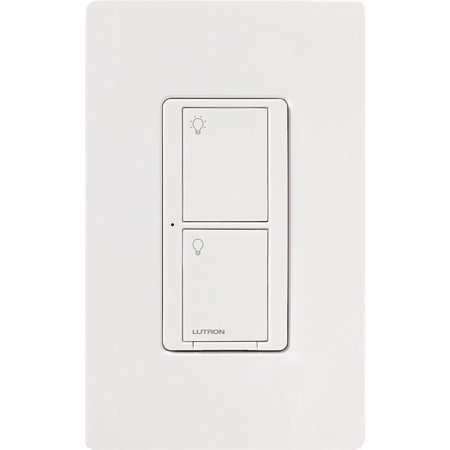 Lutron Caseta Smart Lighting Switch for All Bulb Types or Fans | Neutral Wire Required | PD-6ANS-WH | White