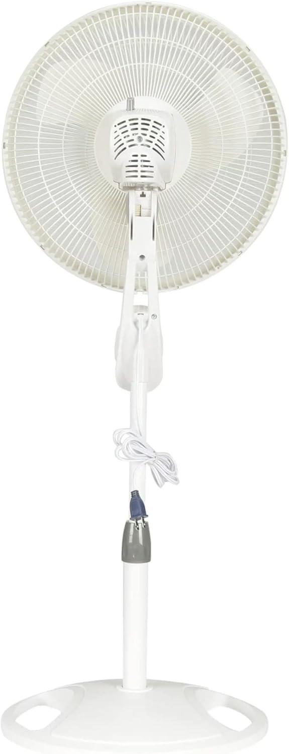 White Adjustable Height Oscillating Floor Fan with Remote Control