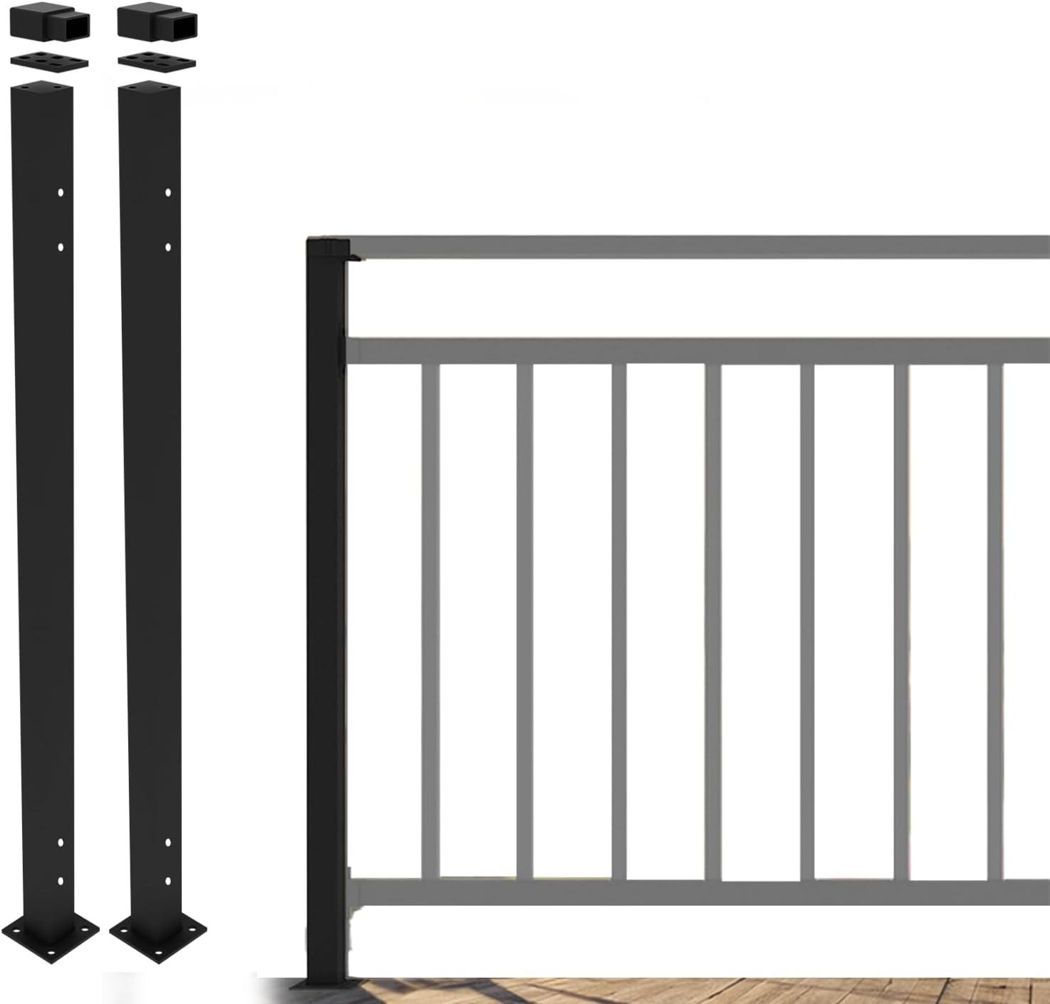 CR Home Metal Railing For Deck, Metal Guard Rail Kit With Balusters For Deck Railing 32 Inch, Wrought Iron Deck Railing Kit And Porch Railing Ideal For Residential And Commercial Use, 6ft Wide
