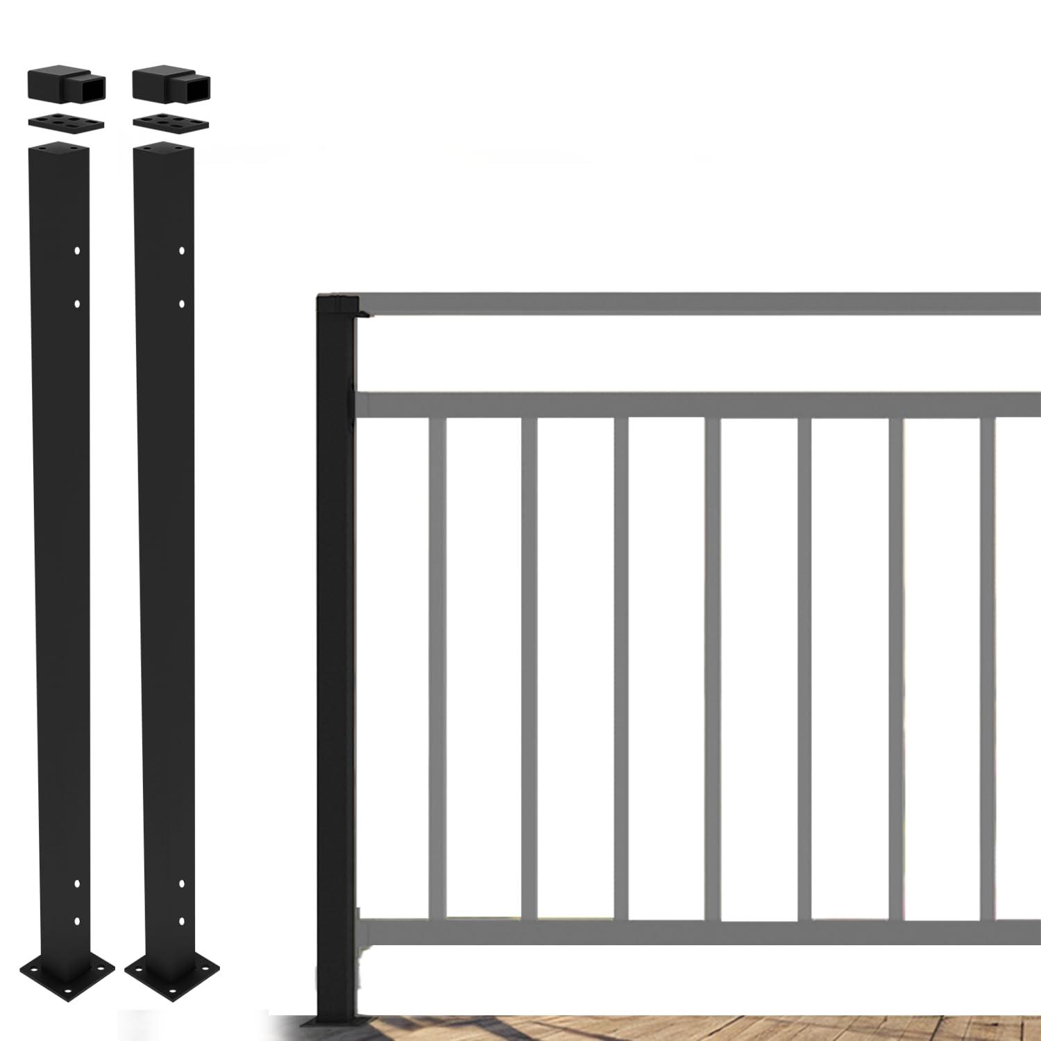 CR Home Metal Railing For Deck, Metal Guard Rail Kit With Balusters For Deck Railing 32 Inch, Wrought Iron Deck Railing Kit And Porch Railing Ideal For Residential And Commercial Use, 6ft Wide