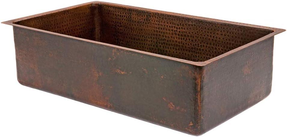 33" Hammered Copper Single Basin Drop-In Kitchen Sink