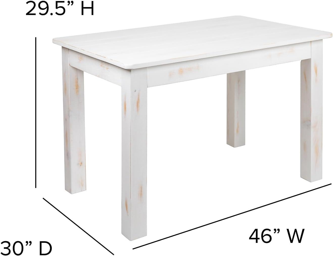 Flash Furniture HERCULES Series 46" x 30" Rectangular Antique Rustic White Solid Pine Farm Dining Table