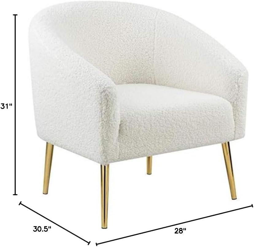 Meridian Furniture Barlow Faux Sheepskin Fur Accent Chair with Gold Legs