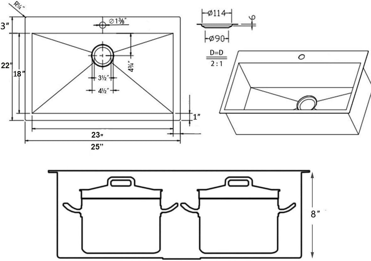Ruvati 25 x 22 inch Drop-in Topmount Kitchen Sink 16 Gauge Stainless Steel Single Bowl