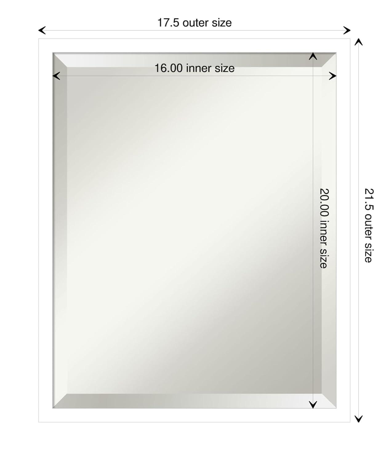 Amanti Art Beveled Wood Bathroom Wall Mirror - Svelte Frame Svelte White Outer Size: 17 x 21 in White