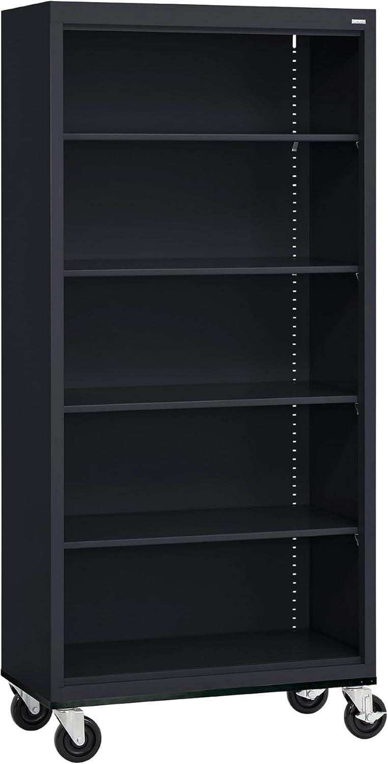 Sandusky Lee 36" W x 18" D x 78" H Steel Mobile Bookcase with 4 Adjustable Shelves by Sandusky