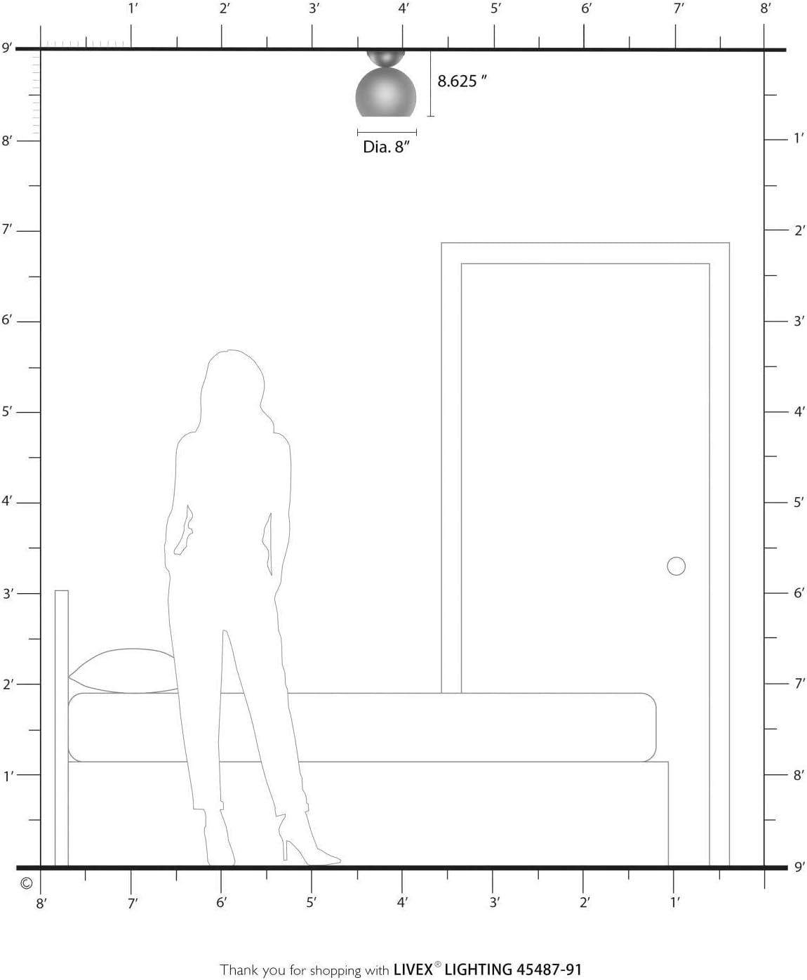 Livex Lighting Stockton 1 - Light Semi-Flush Mount in  Brushed Nickel/Polished Chrome