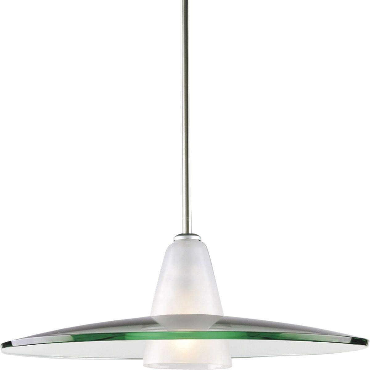 Progress Lighting, Contemporary Stem-Hung Pendant, 1 Light, Brushed Nickel, Clear Glass Shade