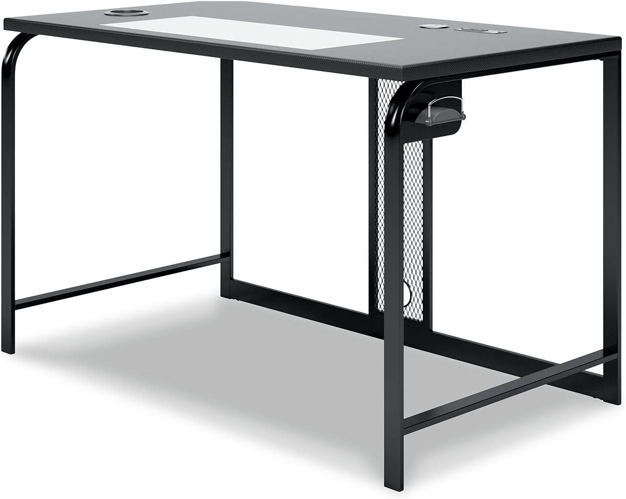 Lynxtyn 49.5" Black Contemporary Desk with USB and Cup Holder