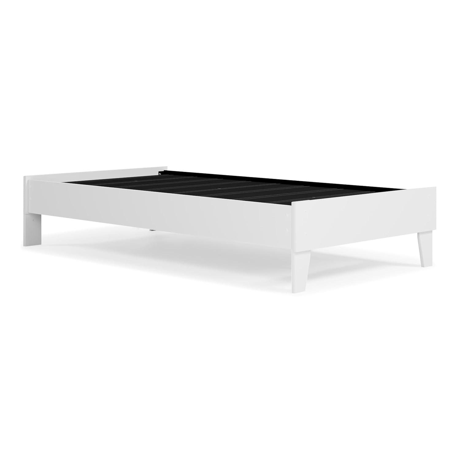 Twin Piperton Platform Bed White - Signature Design by Ashley: Modern Style, No Box Spring Needed