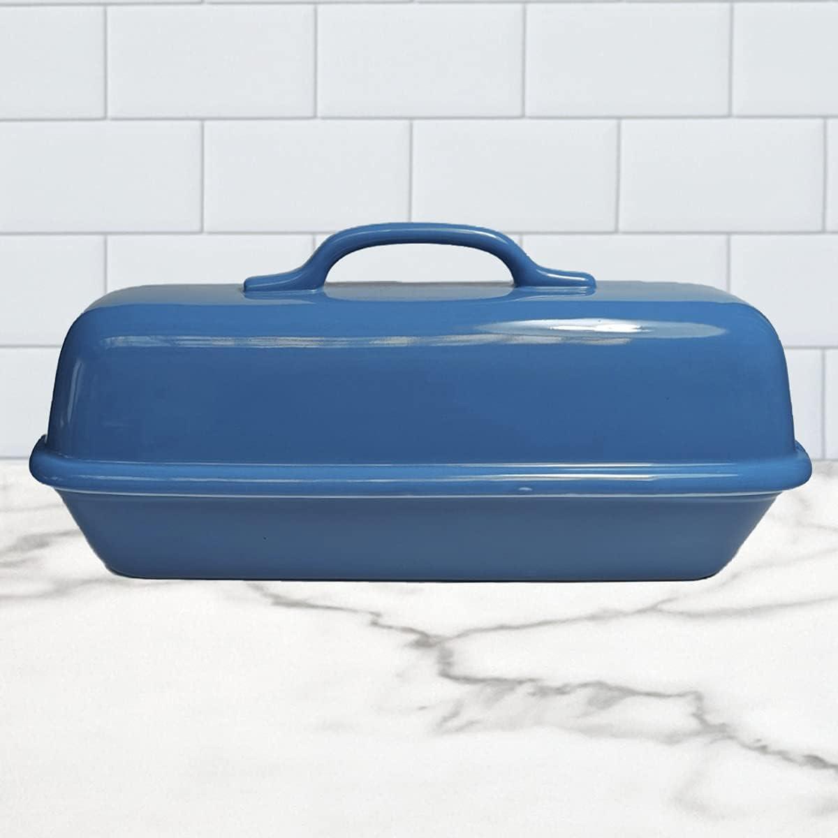 Sassafras Superstone® Covered Bread Baker with Lid - Bisque Glazed Exterior and Unglazed Interior Stoneware Bakeware - Bakes an Artisan Italian Bread with Crusty Crust and a Light Crumb