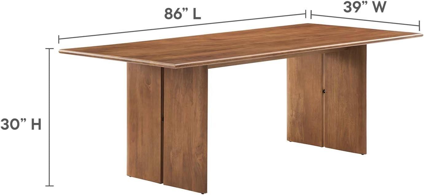 Modway Amistad 86" Rectangular Modern Wood Dining Table in Walnut