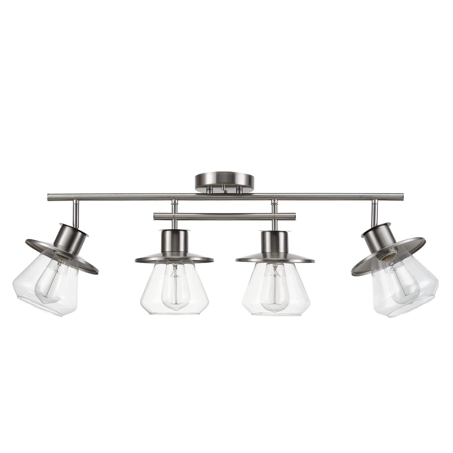 Globe Electric Nate 4-Light Brushed Nickel Track Lighting Kit with Clear Glass Shades, 57504