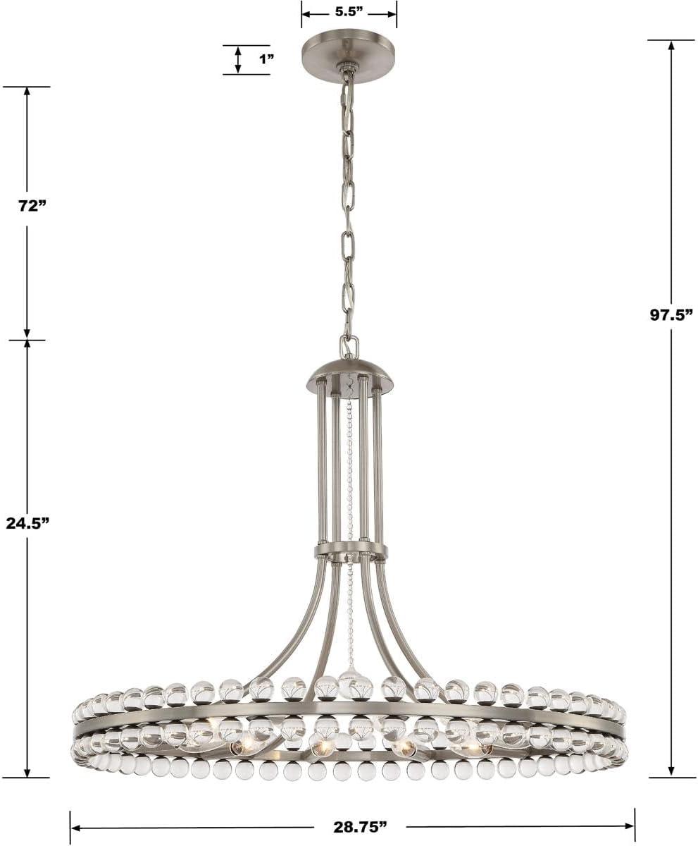 Brushed Nickel and Glass 12-Light Chandelier