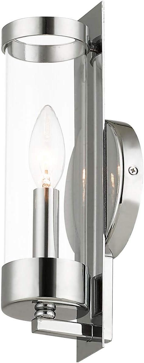 10141-05-Livex Lighting-Castleton - 1 Light ADA Wall Sconce in New Traditional Style - 4.75 Inches wide by 12 Inches high-Polished Chrome Finish