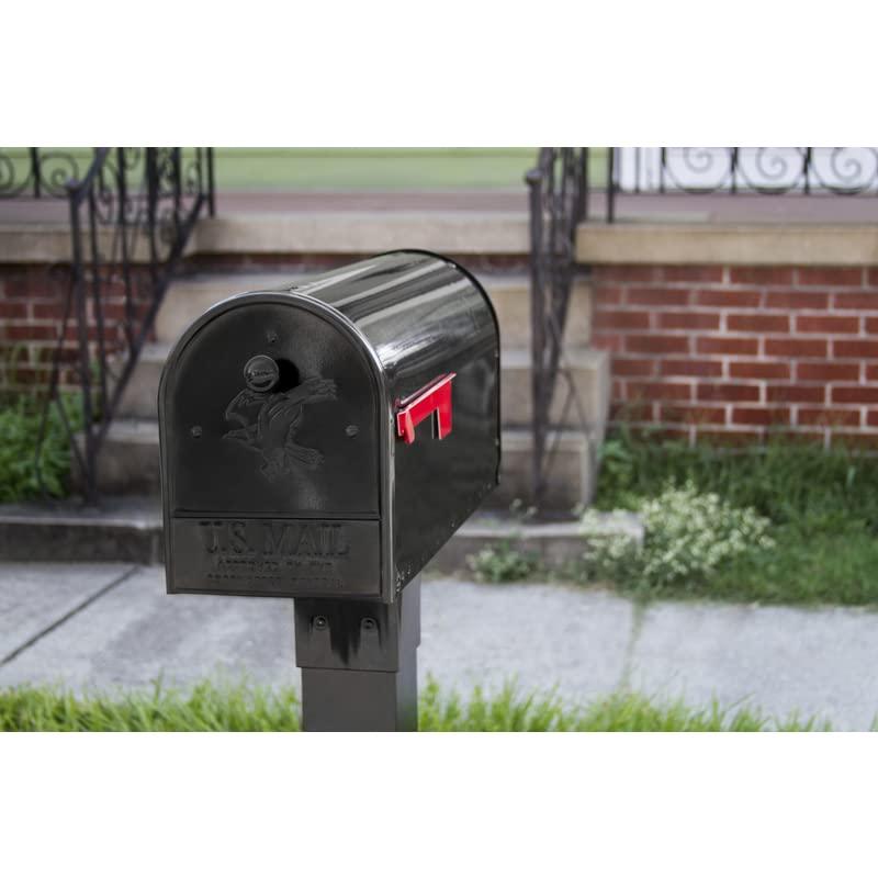 Large Black Steel Double Door Post Mount Mailbox