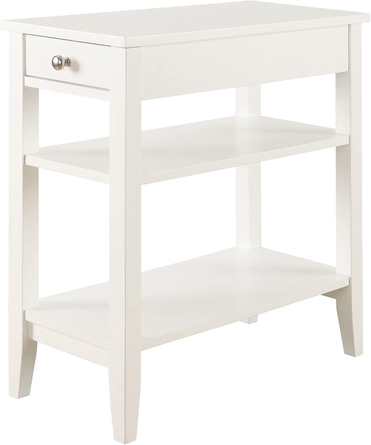 TiaGOC American Collection 3-Tier End Table with Drawer, 23.5 x 11.25 x 24, White