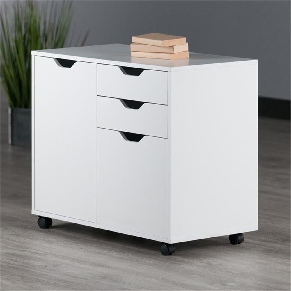 White Mobile 2-Drawer Filing Cabinet with Adjustable Shelf